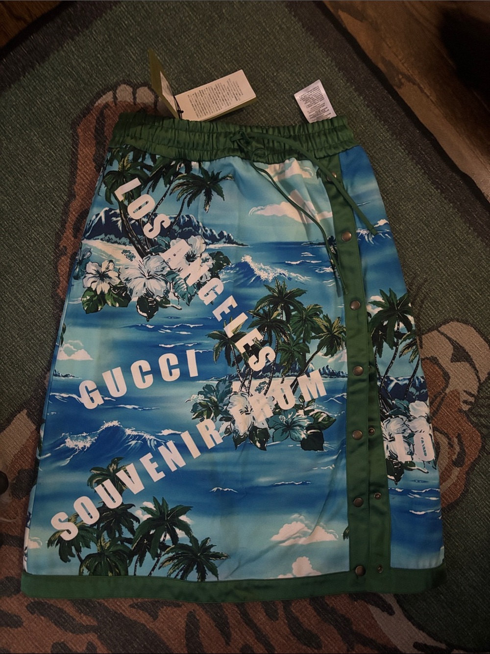 Gucci Blue Green Tropical Print Midi Skirt - Picture 5 of 5
